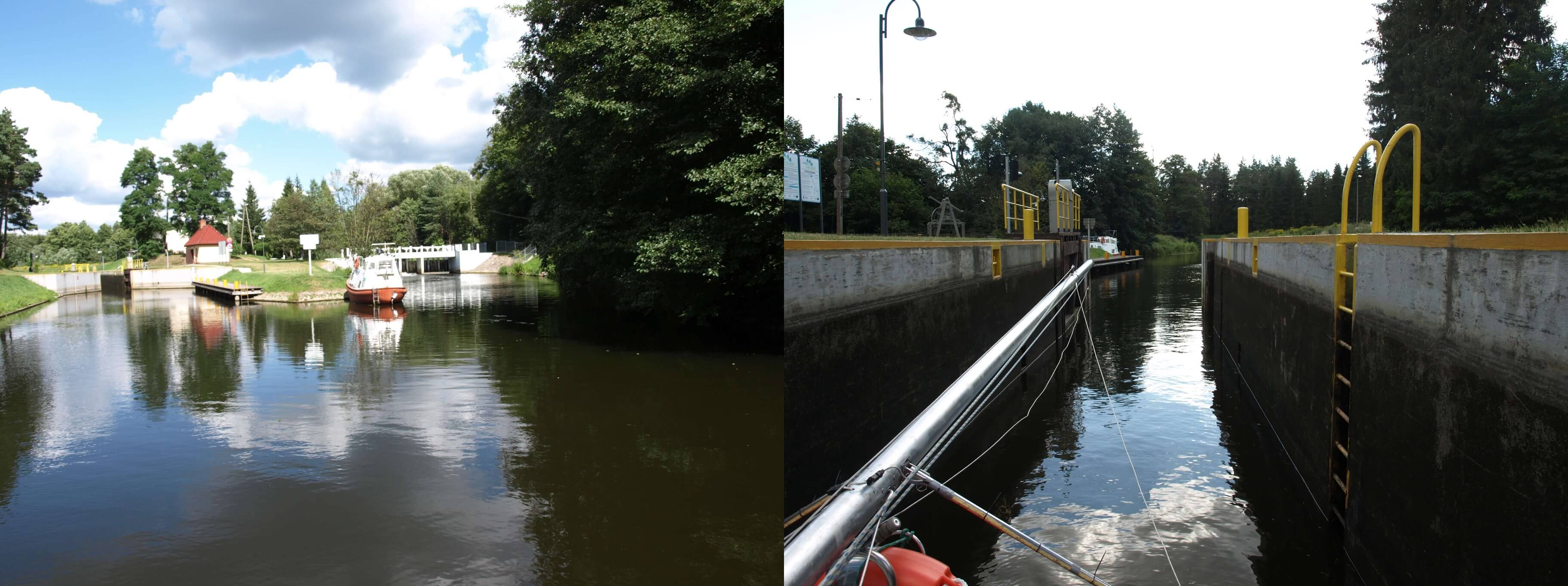 Śluza ZIELONA od strony wody dolnej Śluzy Kanału Elbląskiego. Śluza ZIELONA na Kanale Elbląskim od strony wody dolnej