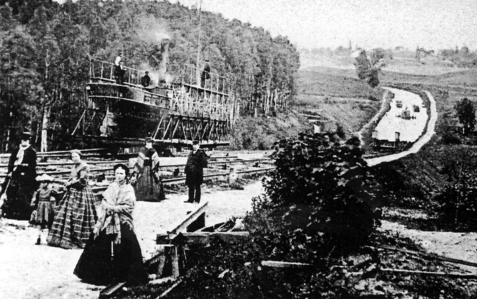 Parowiec FORTUNA w Buczyńcu Kanał Elbląski. Parowiec FORTUNA na pochylni w Buczyńcu w 1862 r.