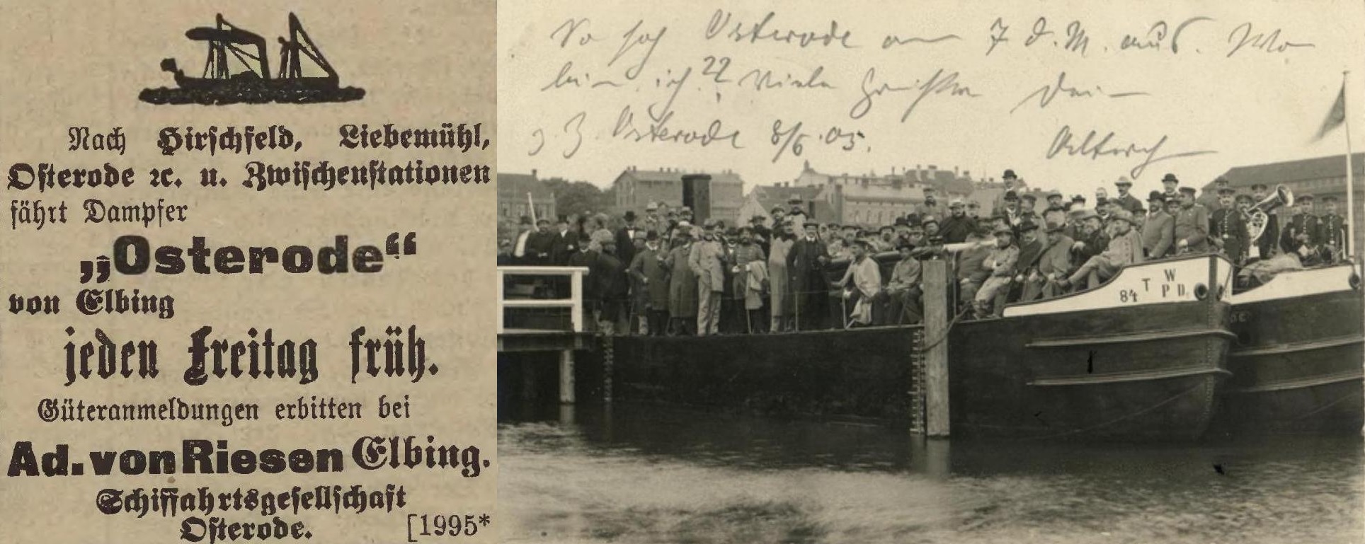 Parowce na przystani w Ostródzie Jezioro Drwęckie. Parowce na przystani w Ostródzie w 1905 r.